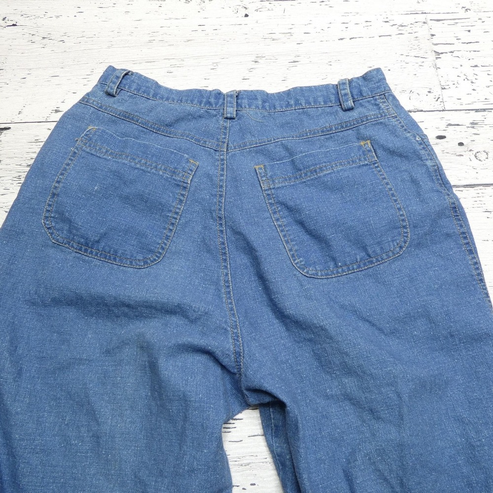 Eddie Bauer Jeans Womens Petite 12 Blue Denim Linen Cotton Blend Zip Fly Casual - Picture 10 of 10